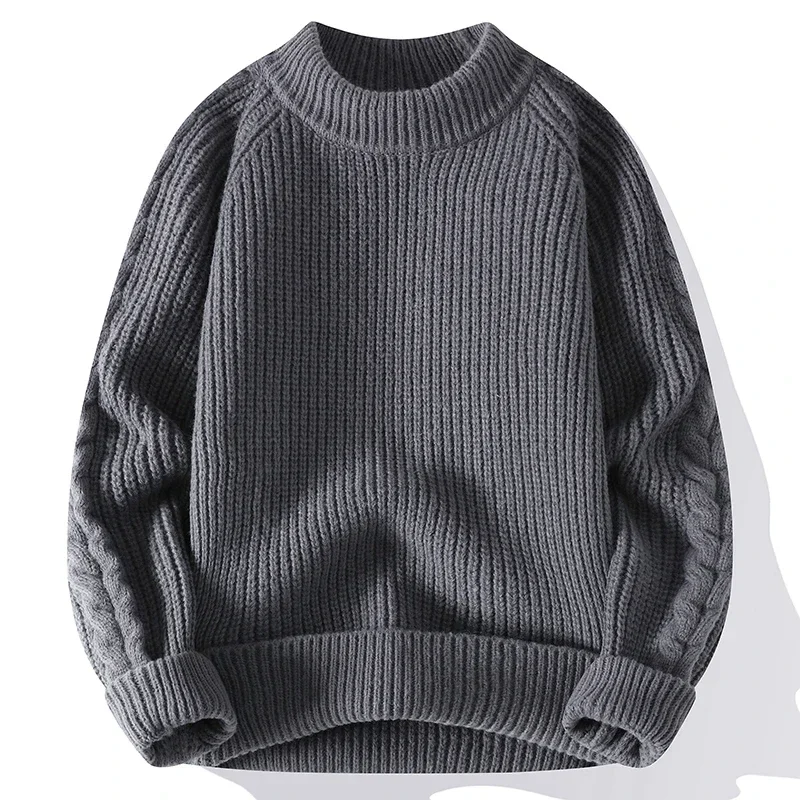 2024 Autumn Winter New Sweater Men Solid Color Knitted Pullovers Mens O Neck Loose Casual Knit Sweater Warm Pullovers Man Tops