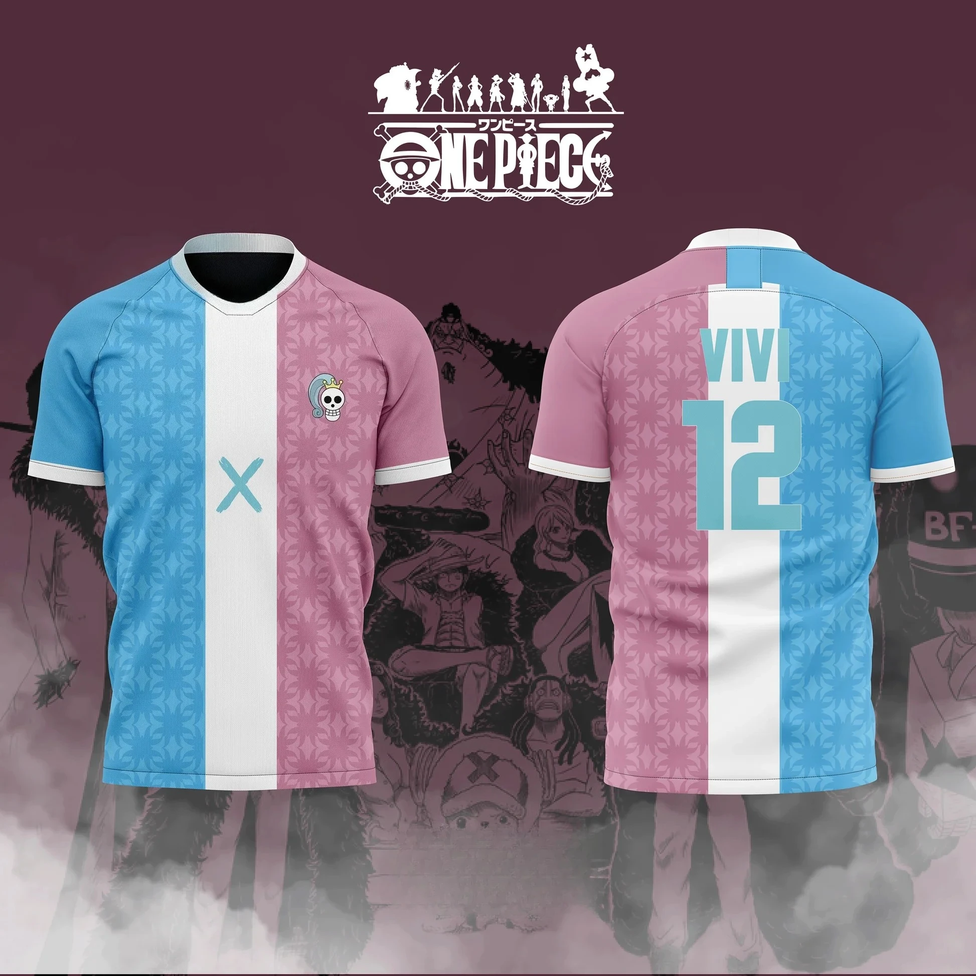 2026 One Piece Anime VIVI NO.12 3D Print Football Jersey for Men's Tshirt Summer Sports Shirt Casual Tees Kids/Adult Tops Y2K
