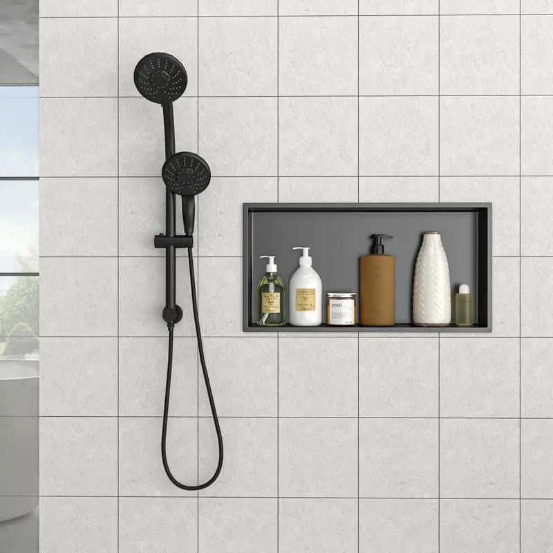 

25"x13" Stainless Steel Shower Niche in Gunmetal Black Finish - Modern Wall-mounted Storage Solution for Bathroom