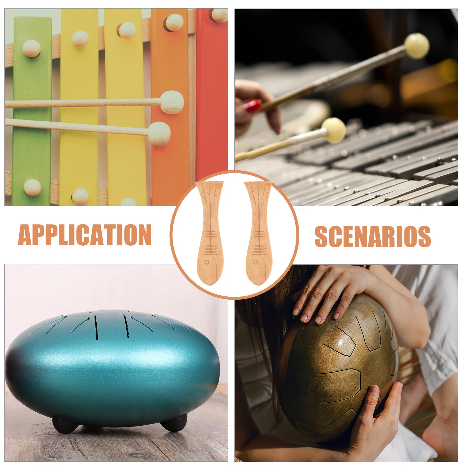 

2Pcs Fish Shaped Wooden Drum Mallet Holders Durable Rack for Tongue Drum Accessories Replacement Set Mallet Brackets