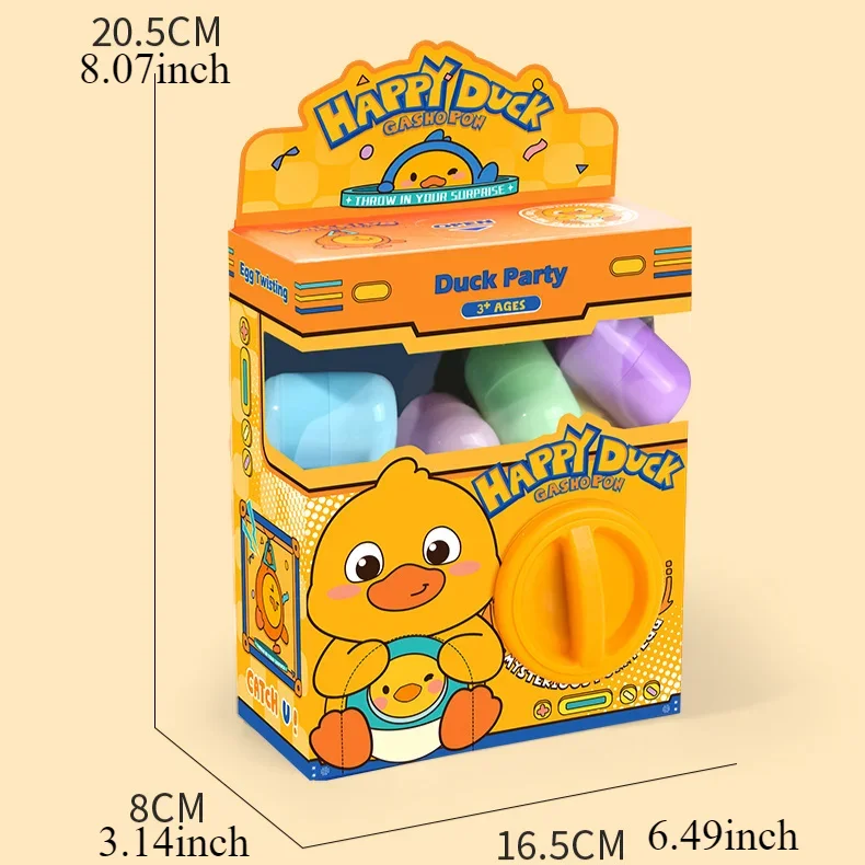 HAPPY DUCK Kids Fun Multifunctional Gashapon Machine Toy with 6 Eggs Claw Machine Cute Gashapon Machine Gift for Boys & Girls