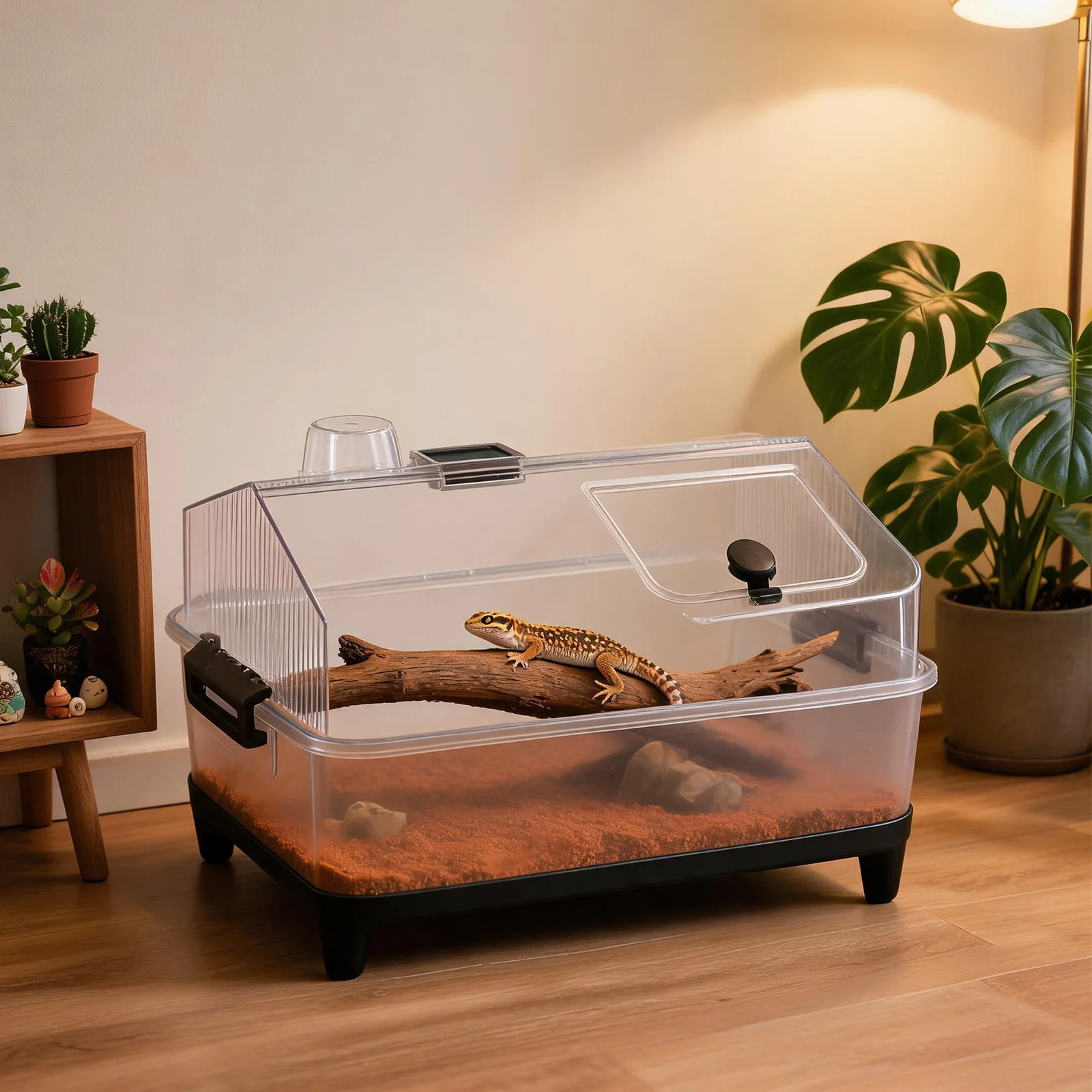 Small Reptile Terrarium Kit With Lid, Acrylic Tank, Heating Pad, Hygrometer, Hide & Bowl For Gecko Lizard Tarantula Frog Crab