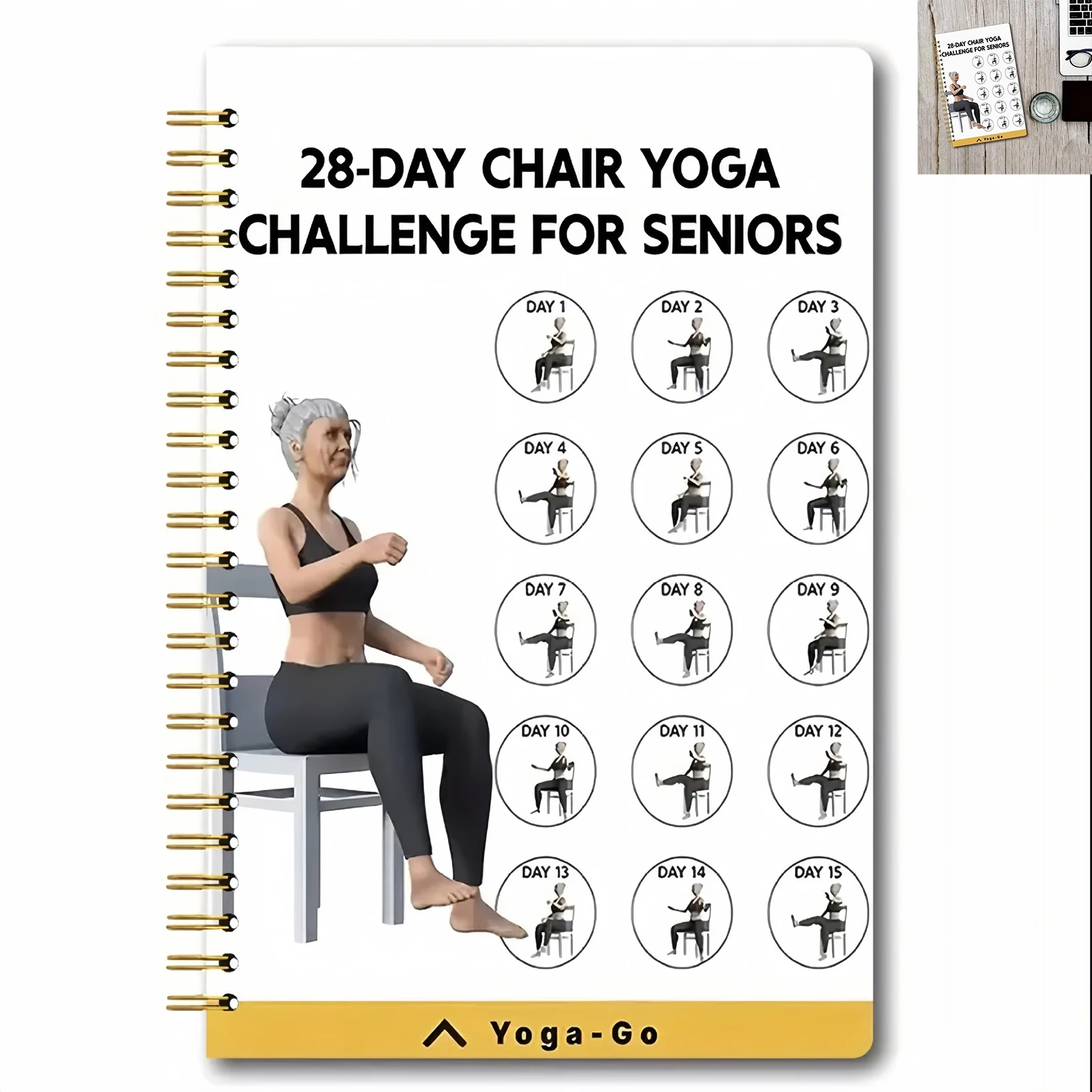 دفتر تحدي اليوغا لمدة 28 يومًا مع خطة تمرين للمبتدئين في المنزل والمكتب واللياقة البدنية وفقدان الوزن