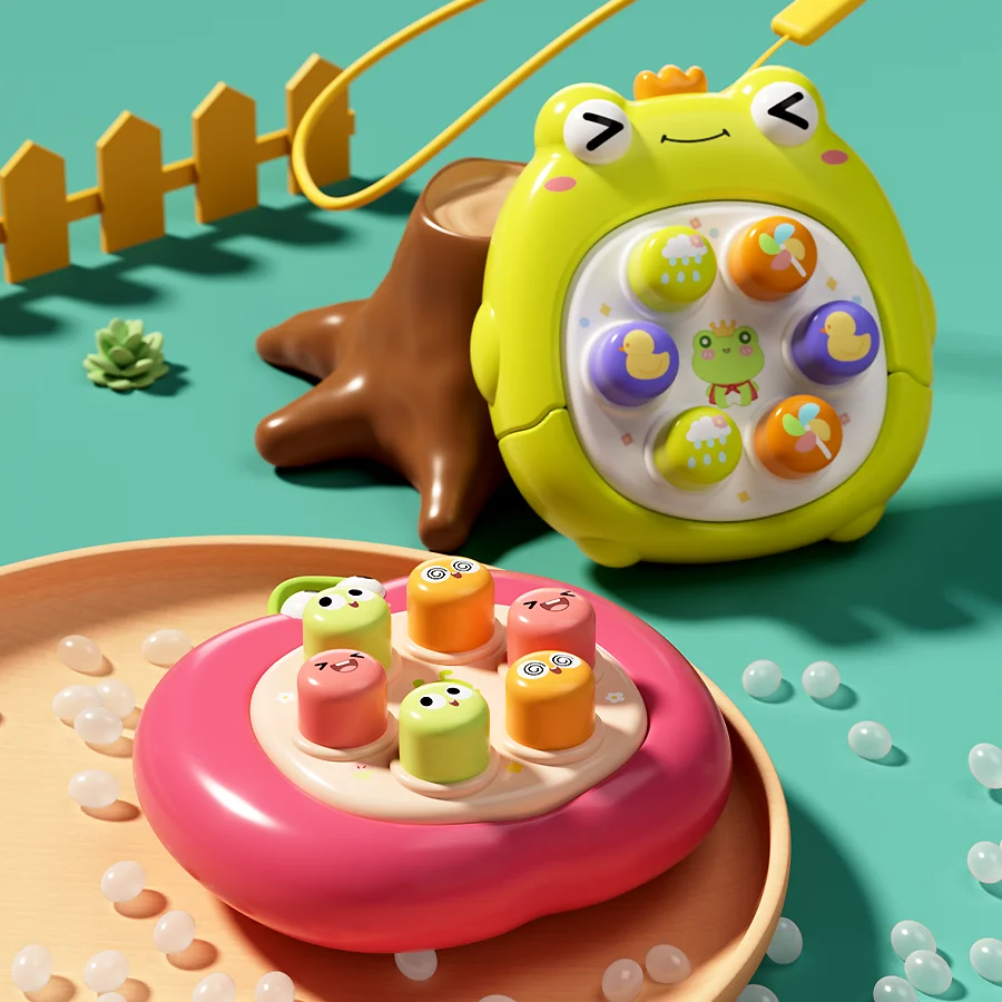 Cartoon whack-a-mole game decompression toy to exercise reflexes