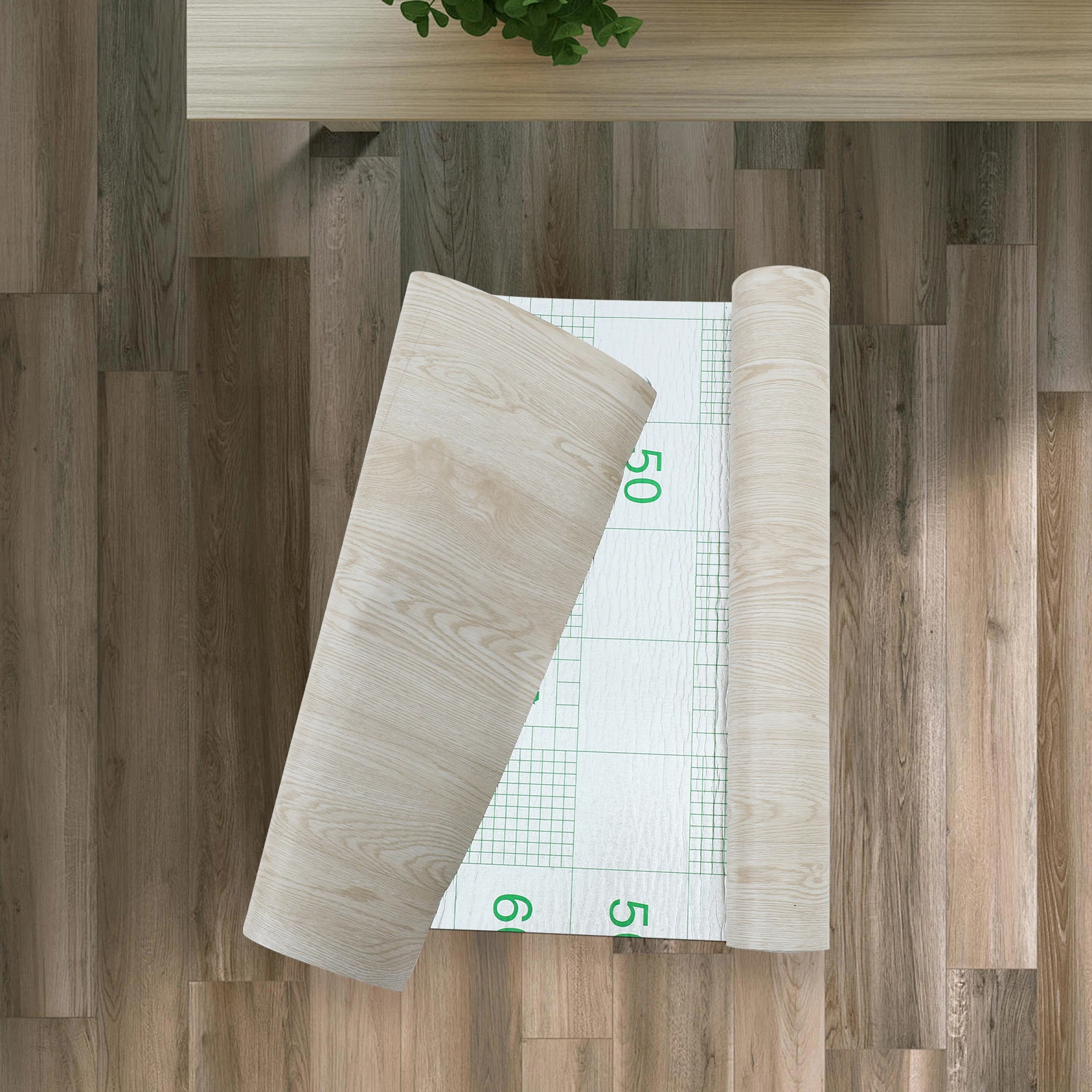 

1 Roll Pvc Self-Adhesive Flooring Thick Peel Stick Tile For Home Kitchen Bathroom Office Supermarket Wood Grain Floor Sticker