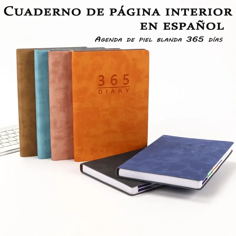 agenda espanha protege notebook inteligente 365 dias bloco de notas de calendario de couro macio planejador espanhol eficiencia cadernos diarios 2025 01