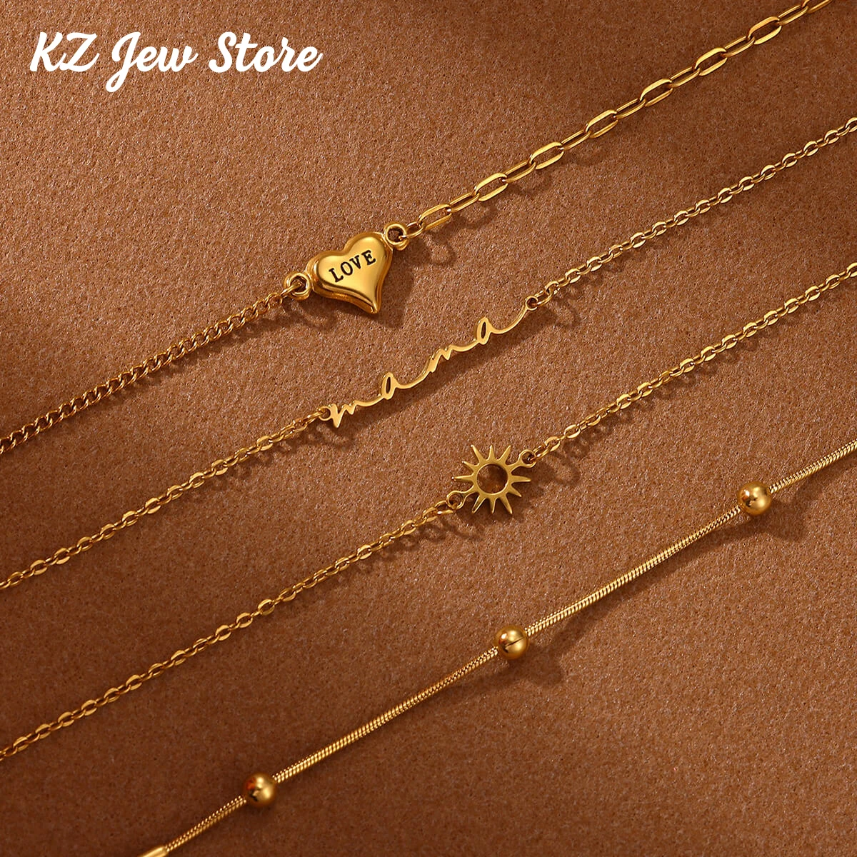 Mother's Day Jewelry For Women Gold Color Stainless Steel Bracelet Dainty Mama Letters Adjustable Link Sunshine Elegant Mumgift
