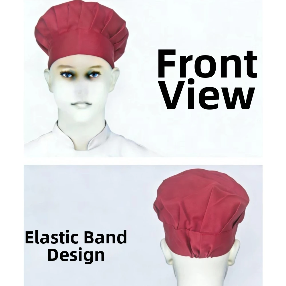 Waiter White Chef Hat Hundred Fold Mushroom Shape Cook Cap Flat Top Work Hat Bakery