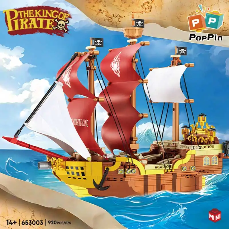 

Новинка 2025, сборная игрушка «Пиратский корабль», модель маятника, сборка, детские и мальчики, трансграничные строительные блоки, игрушки