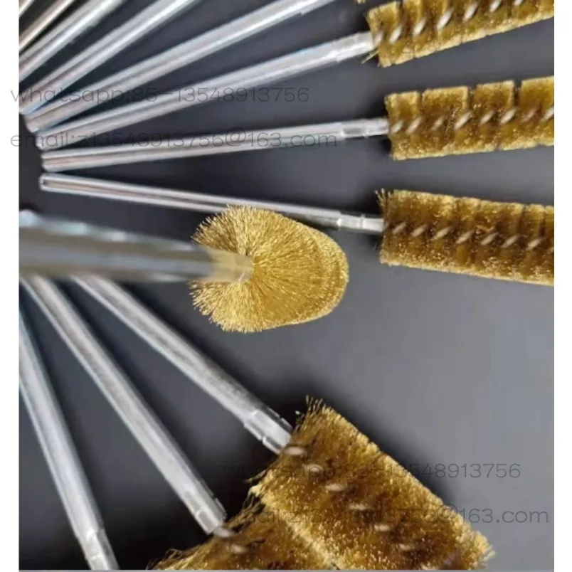 Encrypted copper wire brush with rod round head, electric drill matching deburring industrial brush 1 price