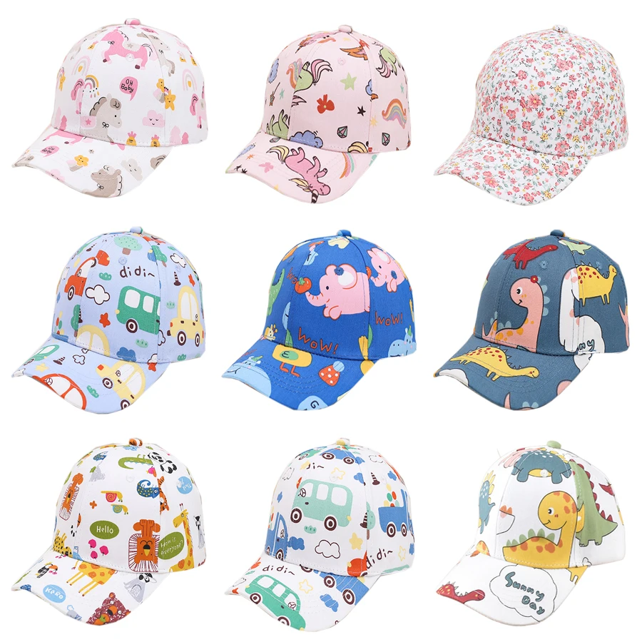 

Kids Cartoon Baseball Cap Summer Panama Beach Sun Hat Baby Snapback Cap Cute Print for Girls Boys 3-7 Years Old