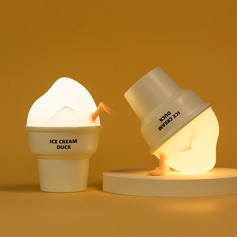 Ice Cream Duck Night Light Cheese Banana Egg Chips Silicone Lamp Phone Holder Kawaii Christmas Birthday Gift Boys Girls