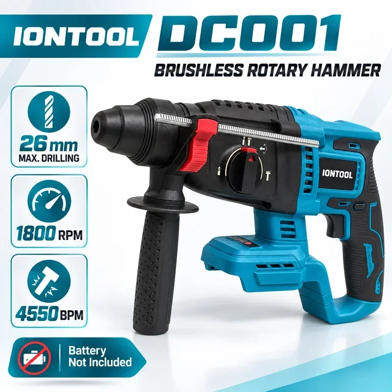 IONTOOL 26mm Cordless Rotary Hammer 1800rpm Brushless Bare Tool for Foundation Hole Making and Hard Wall Processing