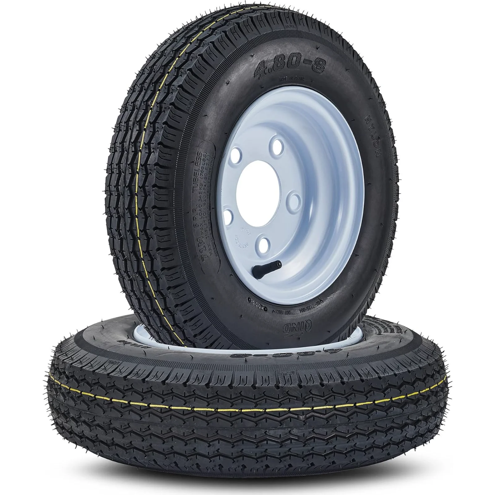 GarveeTech 2PCS 4.80-8 4.80x8 480-8 Trailer Tires with 8 inch Rims, 2 Pack 4.80 8 Tires 5 Lug on 4.5 inch, Center Bore 2.85