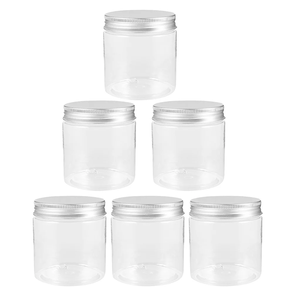 

6Pcs Clear Travel Jars 250ml Portable Cream Containers with Screw Aluminum Lids for Perfume Skincare Plastic Empty Jar