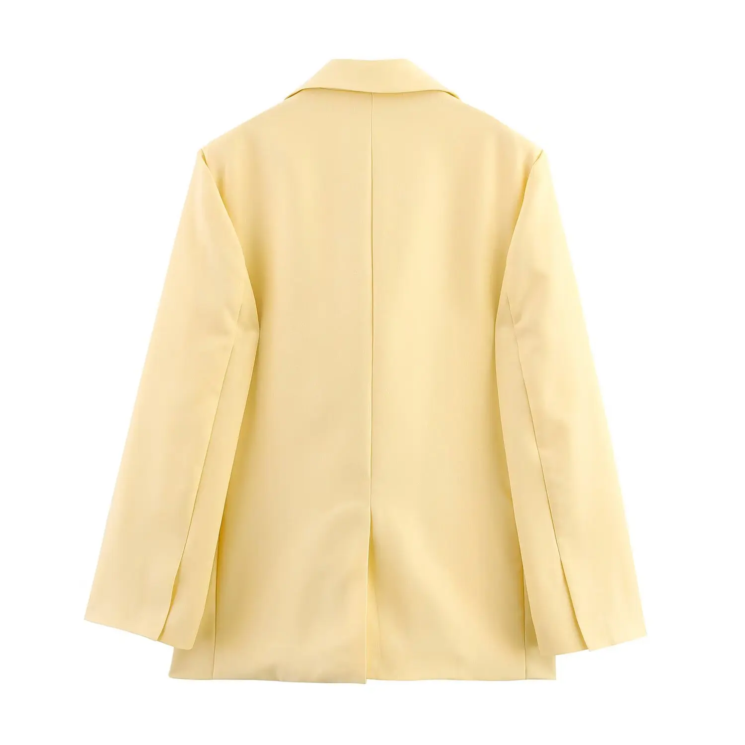 Giacca da donna allentata per pendolari, colletto a maniche lunghe, bottoni, tinta unita, tasca applicata, giacca casual, top da donna semplici da ufficio