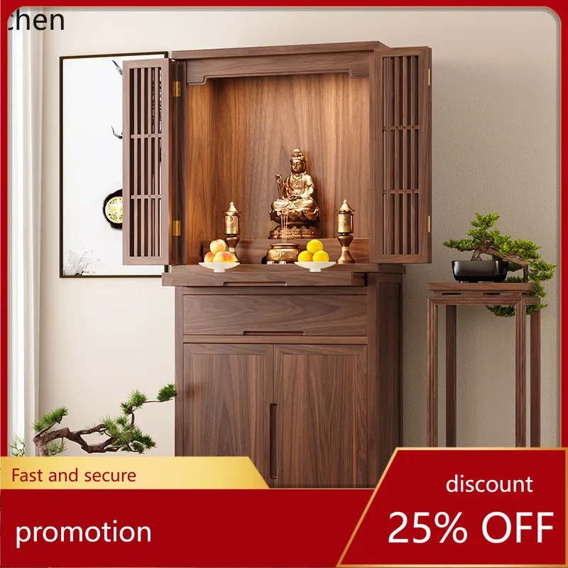 

Cz walnut buddhist niche cabinet with doors solid wood buddhist cabinet god of wealth guanyin modern for home altar cabinet