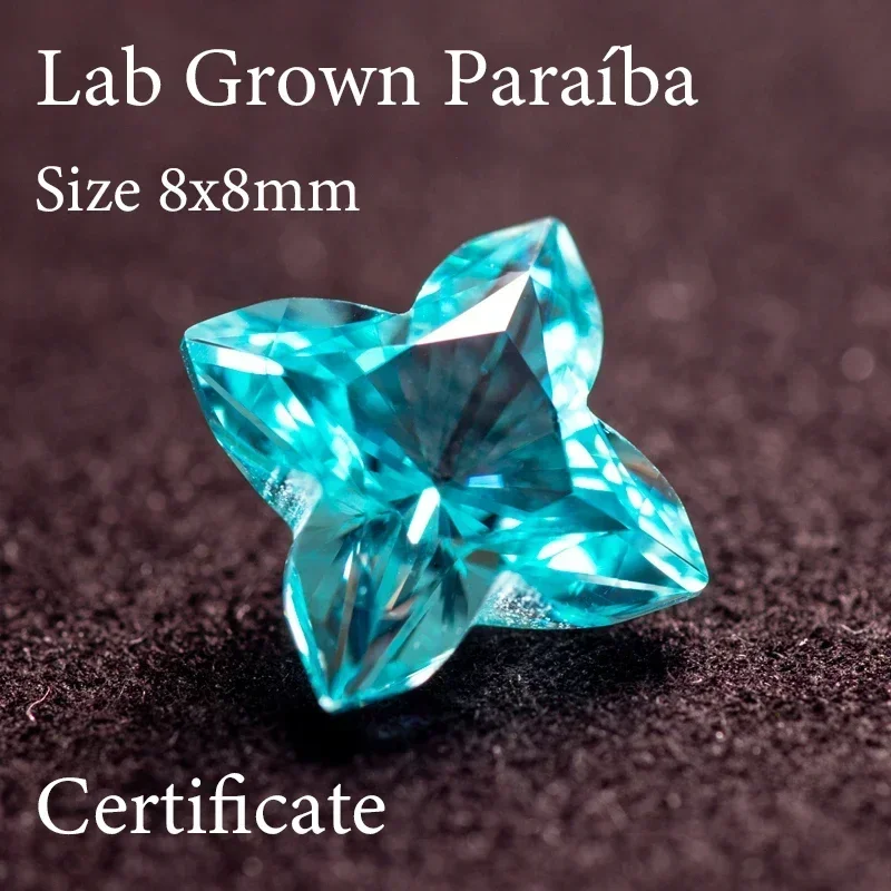 

Paraiba Quincunx Lab Grown Sapphire 8x8mmSize VVS1 Charms Diy Advanced Jewelry Making Materials Selectable AGL Certificate