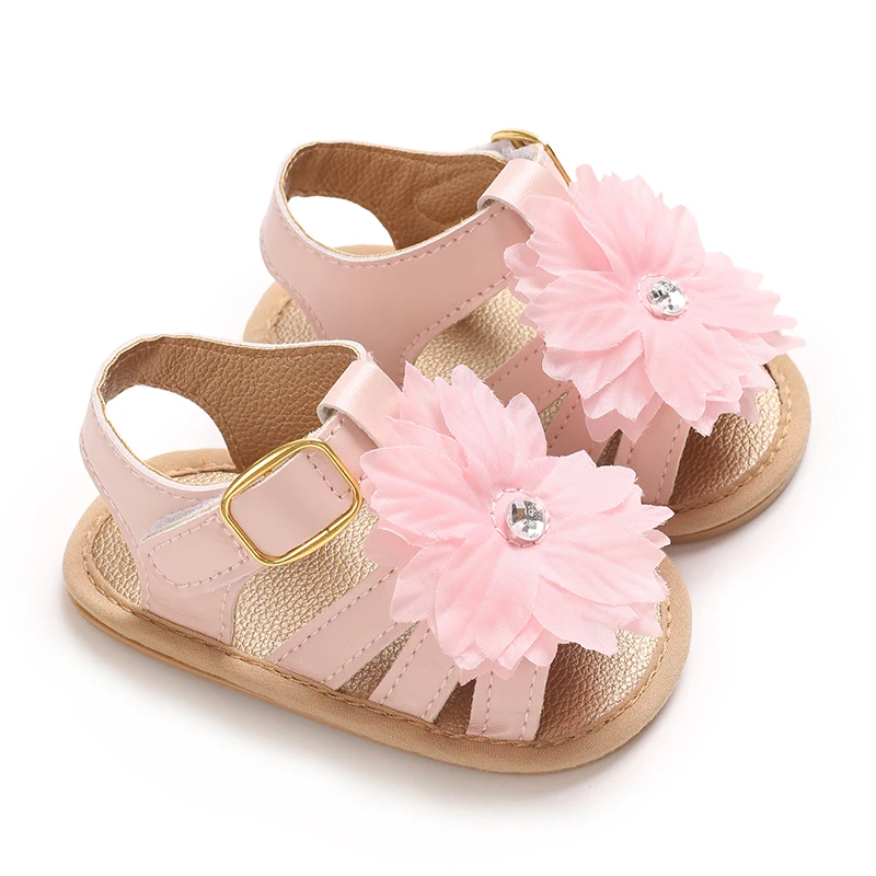 Cute Flower 0-1Year Solid Color Toddler First Walker Baby Summer Sandals Infant Boy Girl Shoes Rubber Soft Sole Non-Slip