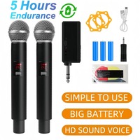 Wireless Dual Handheld Dynamic Microphone Karaoke Microphone with Rechargeable Receiver for Wedding Party Speech Church Club