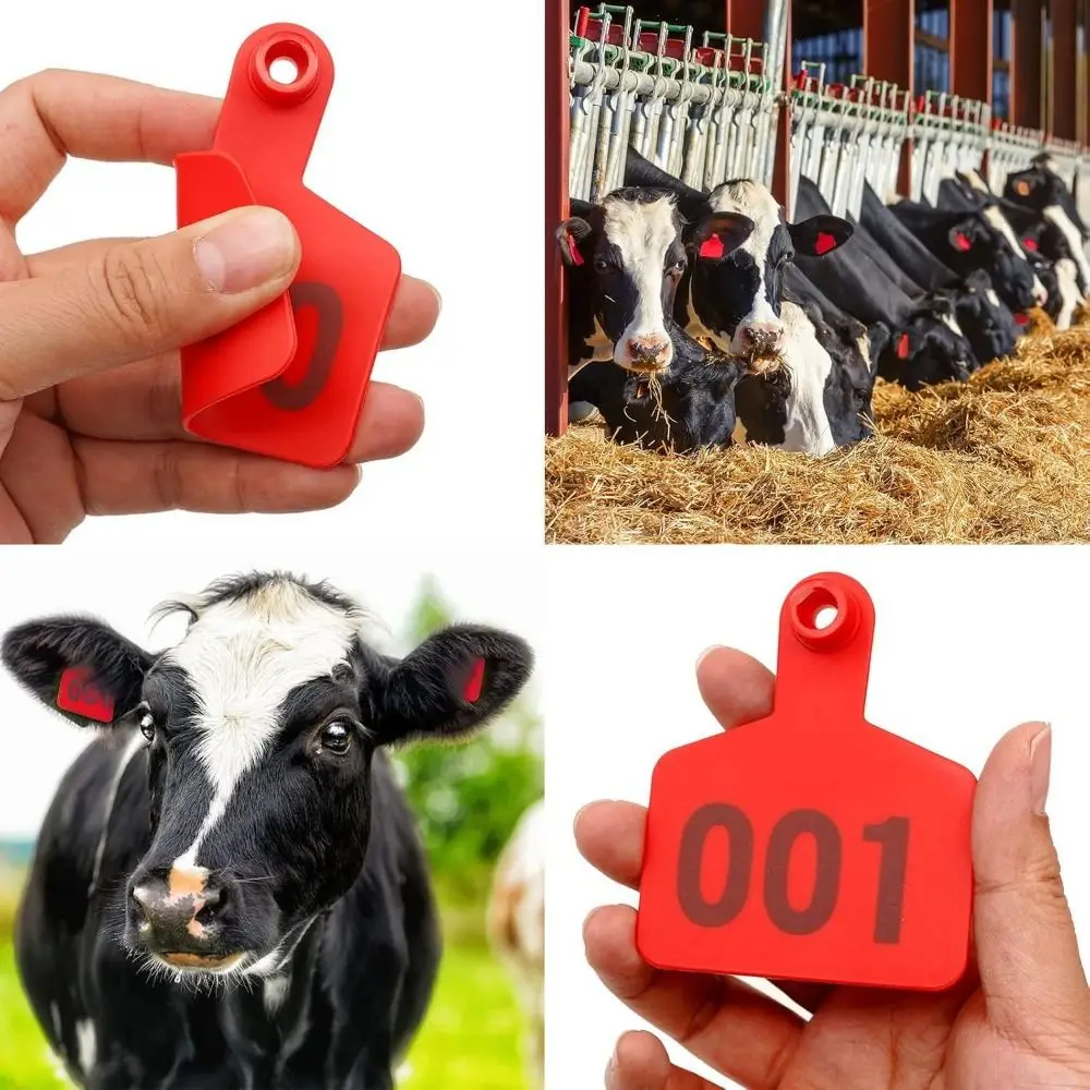 100Pcs 001-100 Numbers Cow Ear Tag Card Identification Farm Equipment Pig Sheep Ear Sign Practical Durable Pig Goat Ear Tag