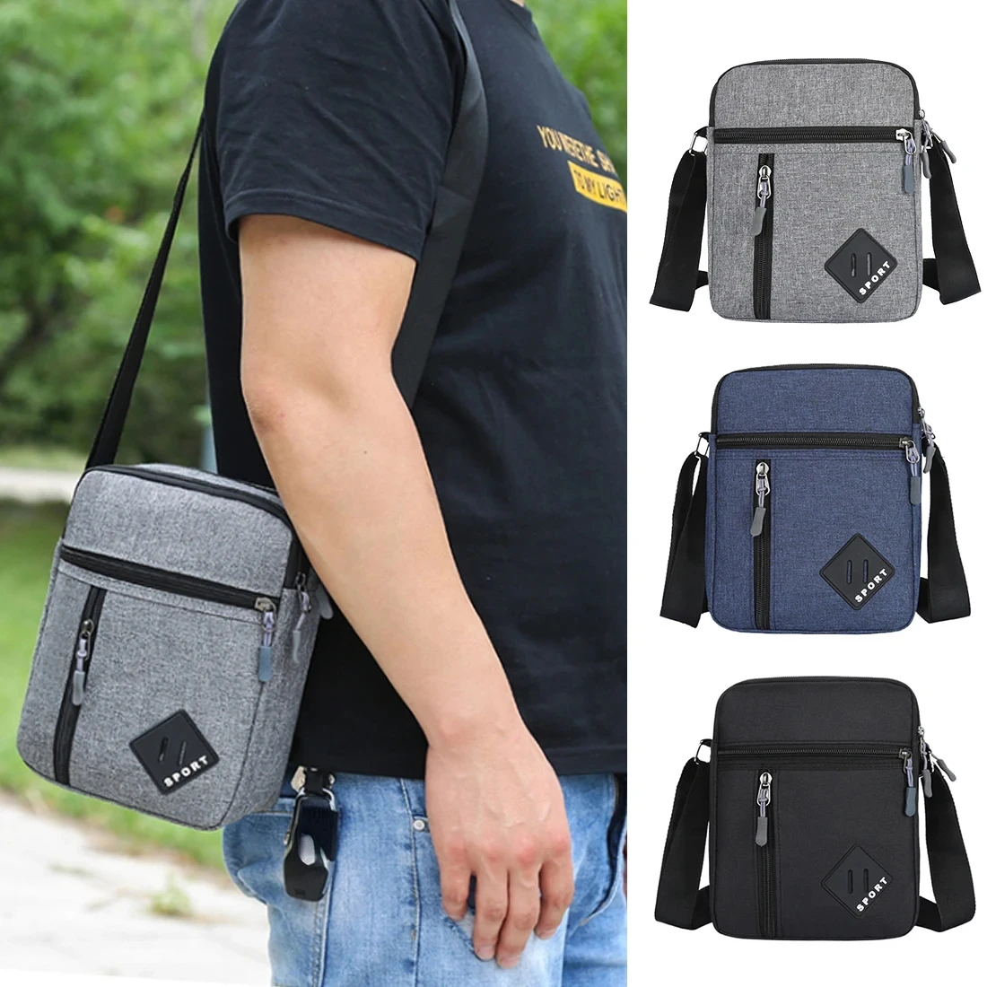 

Men Messenger Bag Crossbody Shoulder Bags Men Small Sling Pack for Work Business Waterproof Oxford Packs Travel Satchel Purse