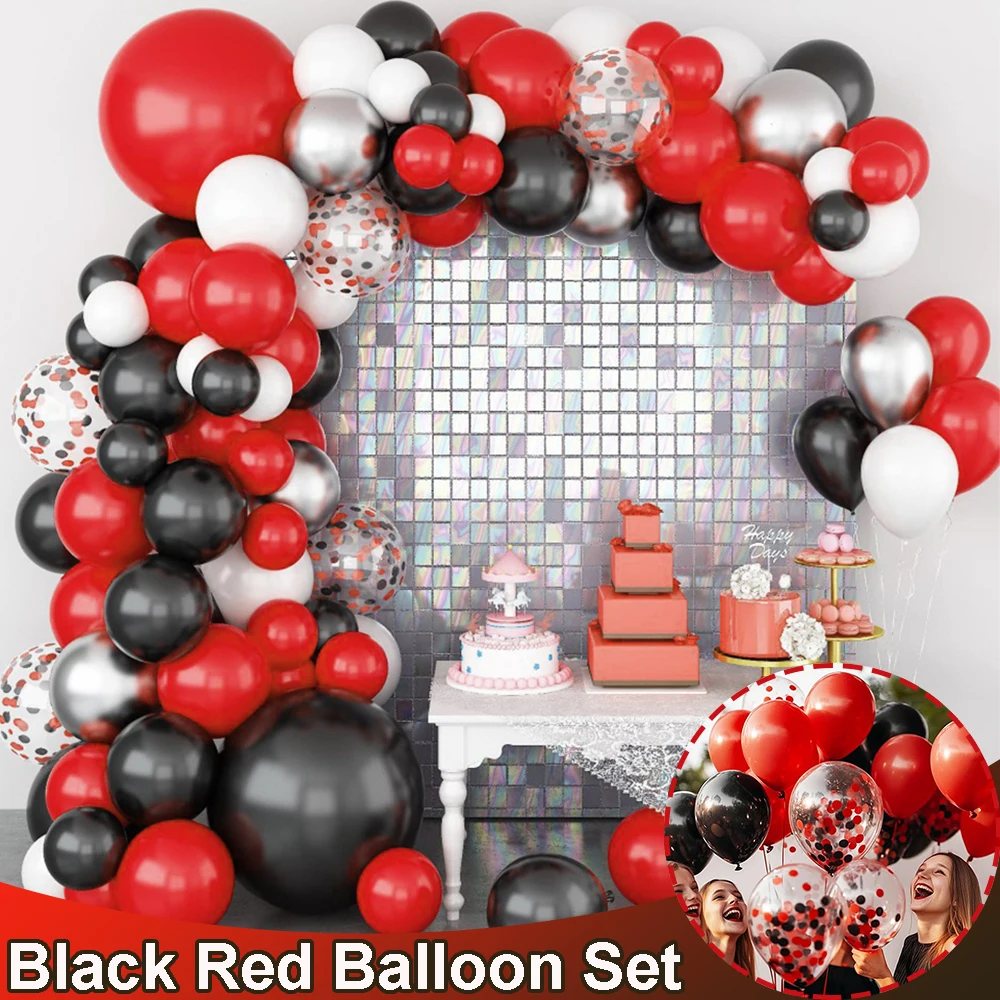 

Red Black White Balloon Arch Set Garland Confetti Happy Birthday Decoration Party Supplies Graduate Wedding Baby Shower Balloons