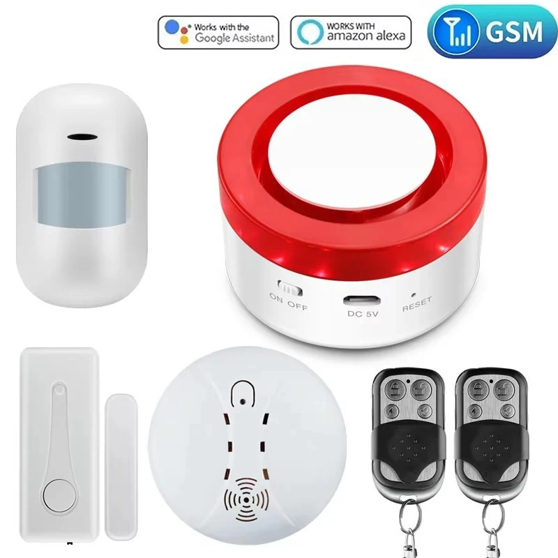 Tuya Smart WIFI Wireless Security Alarm System Alarm Kit Home Burglar Motion Door Sensor Compatible Google Home Alexa