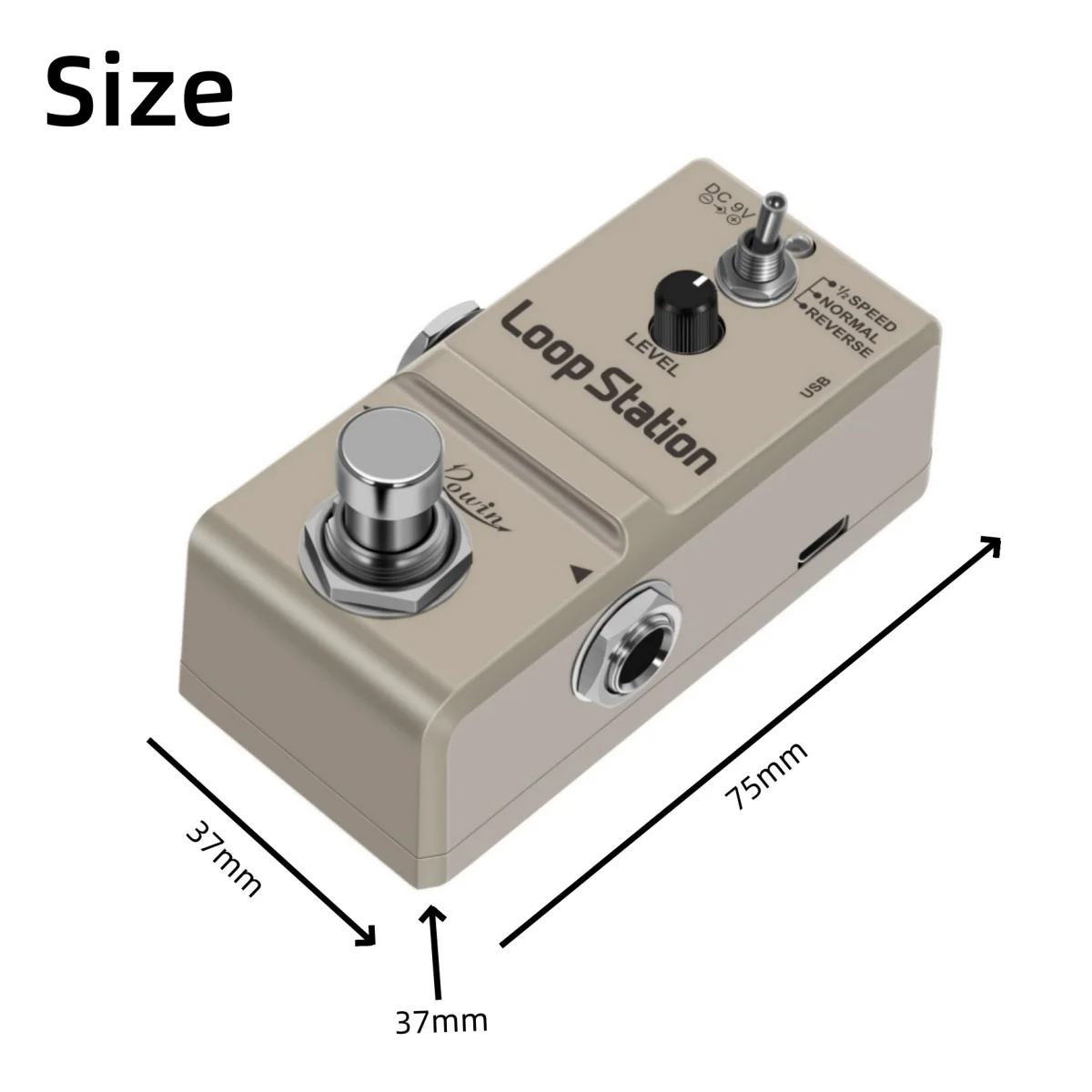 Rowin LN-332S Nano Loop Station Pedal 10mins Looping Unlimited Overdubs 1/2 Time Reverse True Bypass for Electric Guitar Bass
