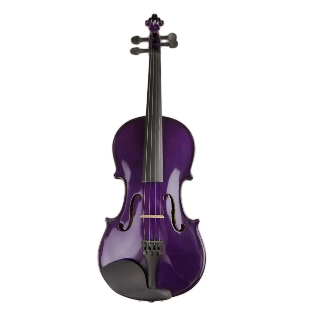 Solid Wood Violin Colorful Purple Exterior Maple Back/Side Spruce Ebony/Brazil Wood Export