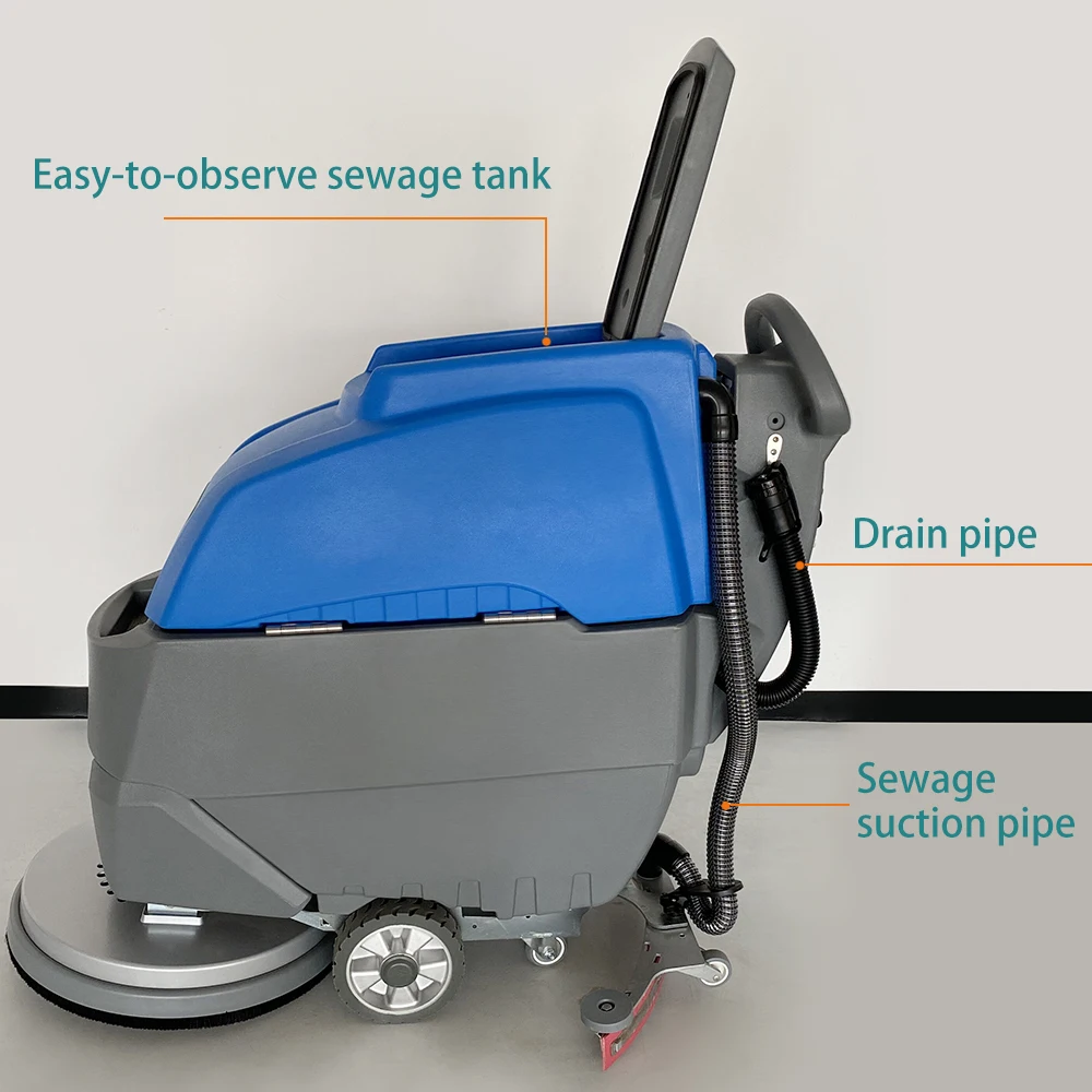 Strong Walk-Behind Electric Floor Cleaning Machine Restaurant Factory Exhibition Halls Use Floor Scrubber