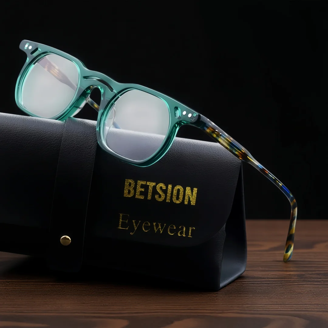 BETSION Retro Thick Square Acetate Eyeglasses Vintage Tortoise Shell Spectacles Frames Fashion Eyewear Men and Women #23112