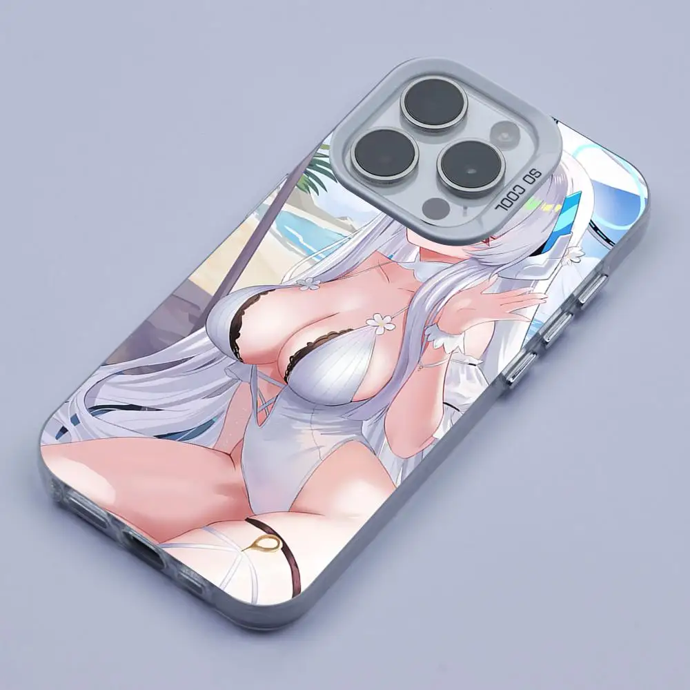 

Чехол для телефона Blue Archive Ushio Noa для iPhone 17, 16, 15, 14, 13, 12, 11 X XR XS 8 7 Pro Max Plus, полупрозрачный белый чехол, красивая роскошь