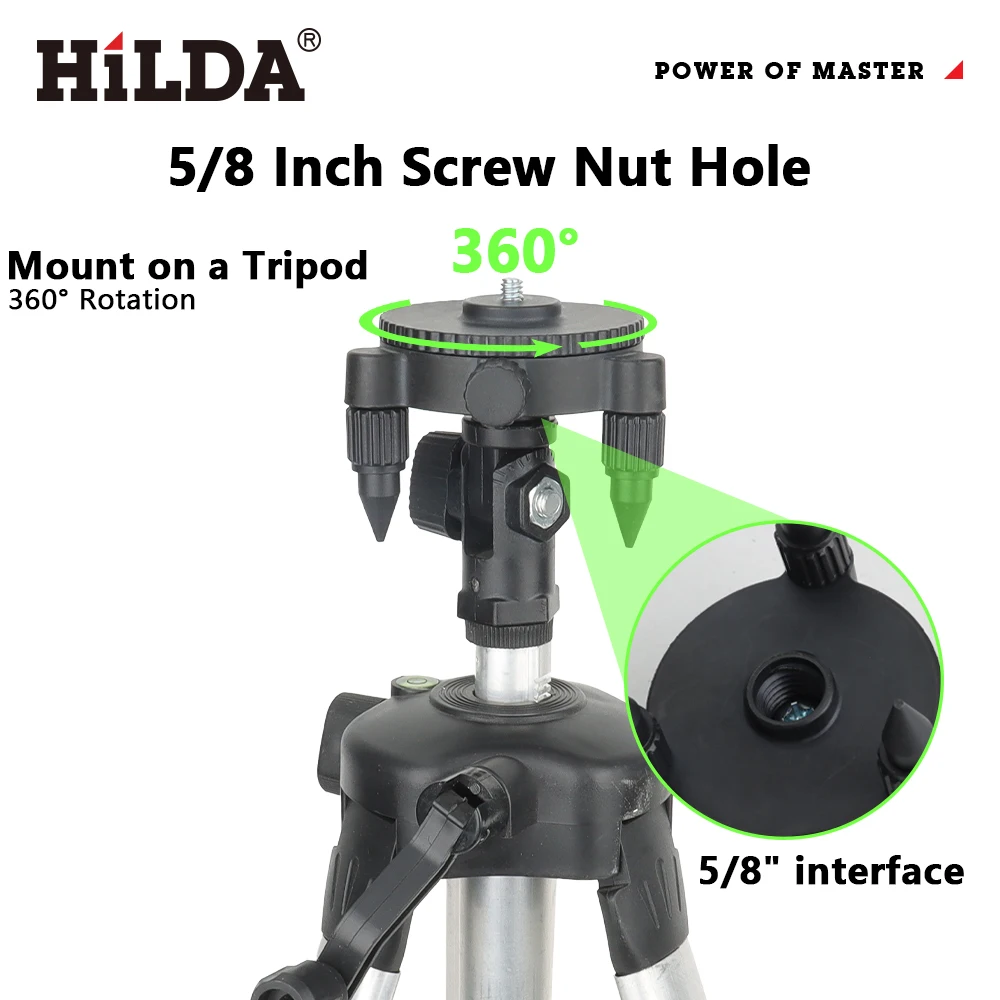 هيلدا 360 °   دعامة قاعدة دوارة قابلة للتعديل تناسب مستوى الليزر 1/4 بوصة وحامل ثلاثي القوائم 5/8 بوصة يعزز كفاءة العمل في أي وظيفة