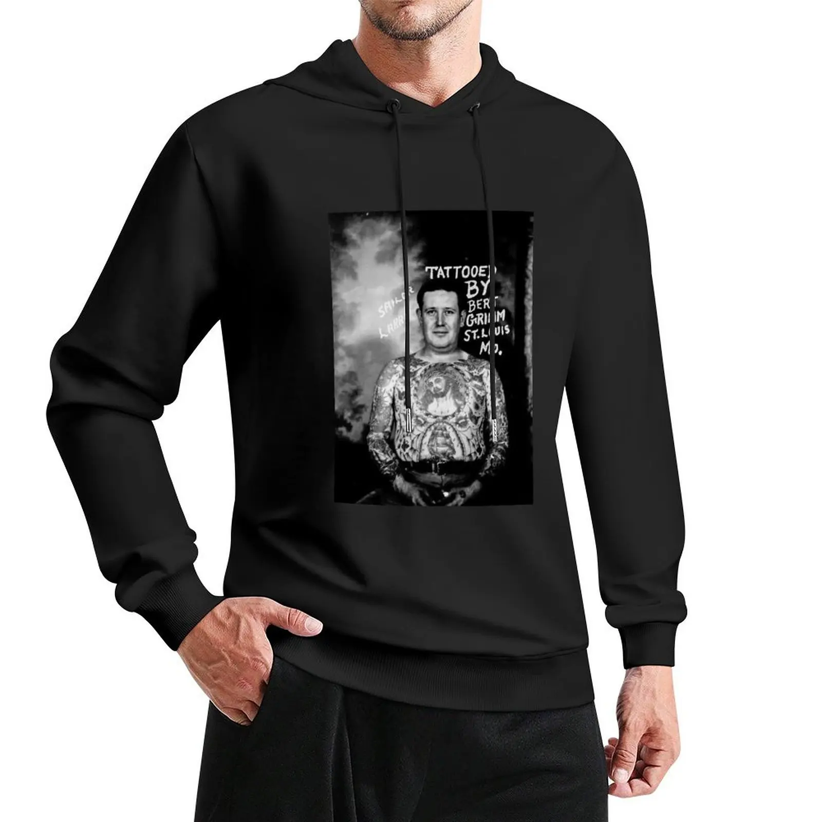 Vintage Tattoo art on body - retro studio tattoos bizarre art Pullover Hoodie men's coat hooded shirt hoodies for men