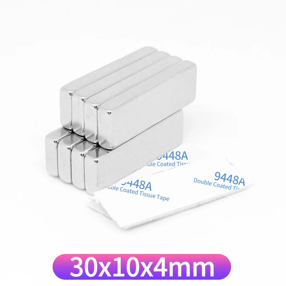 2/5/10/20/30/50PCS 30x10x4 Block Search Magnet Two Side With 3M Tape 30x10x4mm Quadrate Rare Earth Neodymium Magnet 30*10*4 image 6