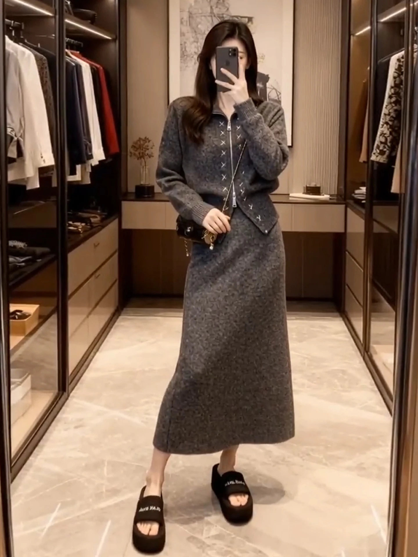 

2026 New ey Knitted Sweater Dr Set Women's Autumn Winter Faion Long Skirt Ensemble Korean Sle Sweet A-Line Dr