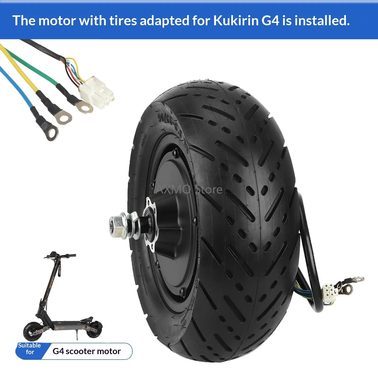 Electric Scooter Motor for Kukirin G4 90/65-6.5 Tubeless Tire Pre Installed G4 Drive Wheel Electric Scooter Accessories