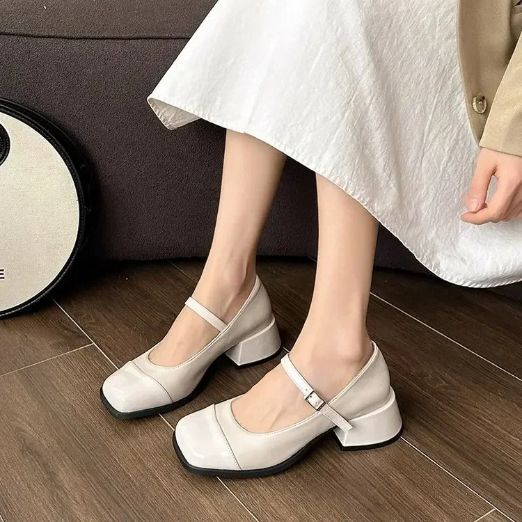 

Fashion Buckle Women's High Heels Spring Autumn Elegant Mary Jane Shoe Comfortable Red Dress Pumps Casual Women's Shoes
