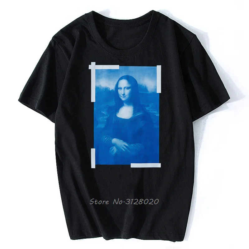 Модная хлопковая мужская футболка с принтом Моны Лизы, мужская летняя роскошная дизайнерская футболка, повседневная футболка, уличная одежда Harajuku