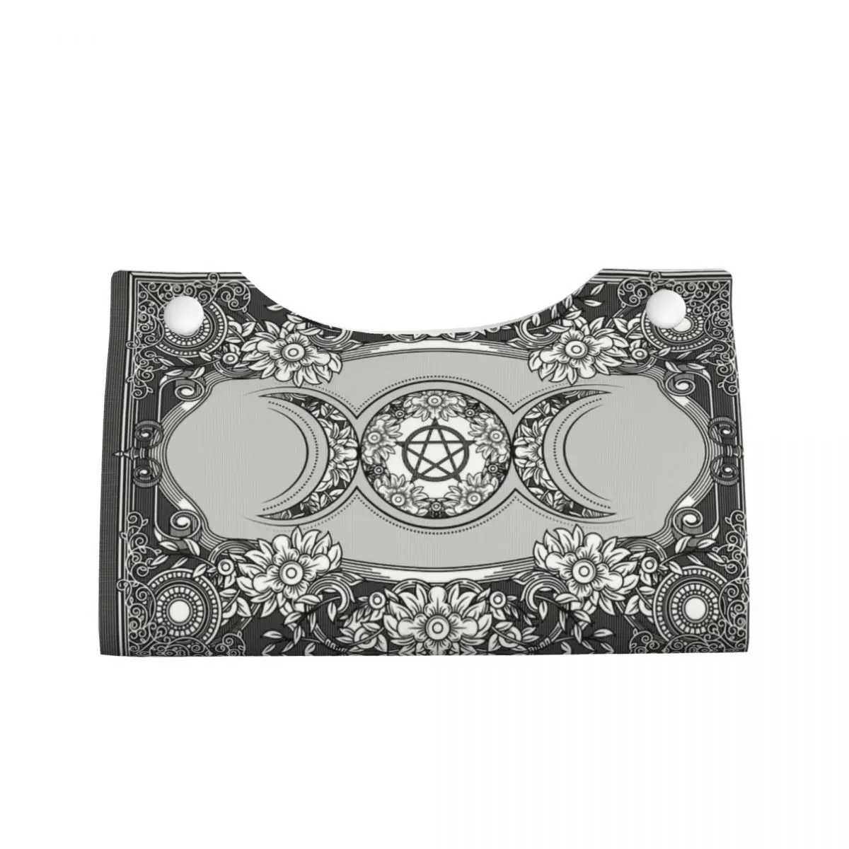 Custom Triple Moon Goddess Facial Tissue Box Cover Rectangular Pagan Pentagram Wiccan PU Leather Tissue Box Holder for Bathroom