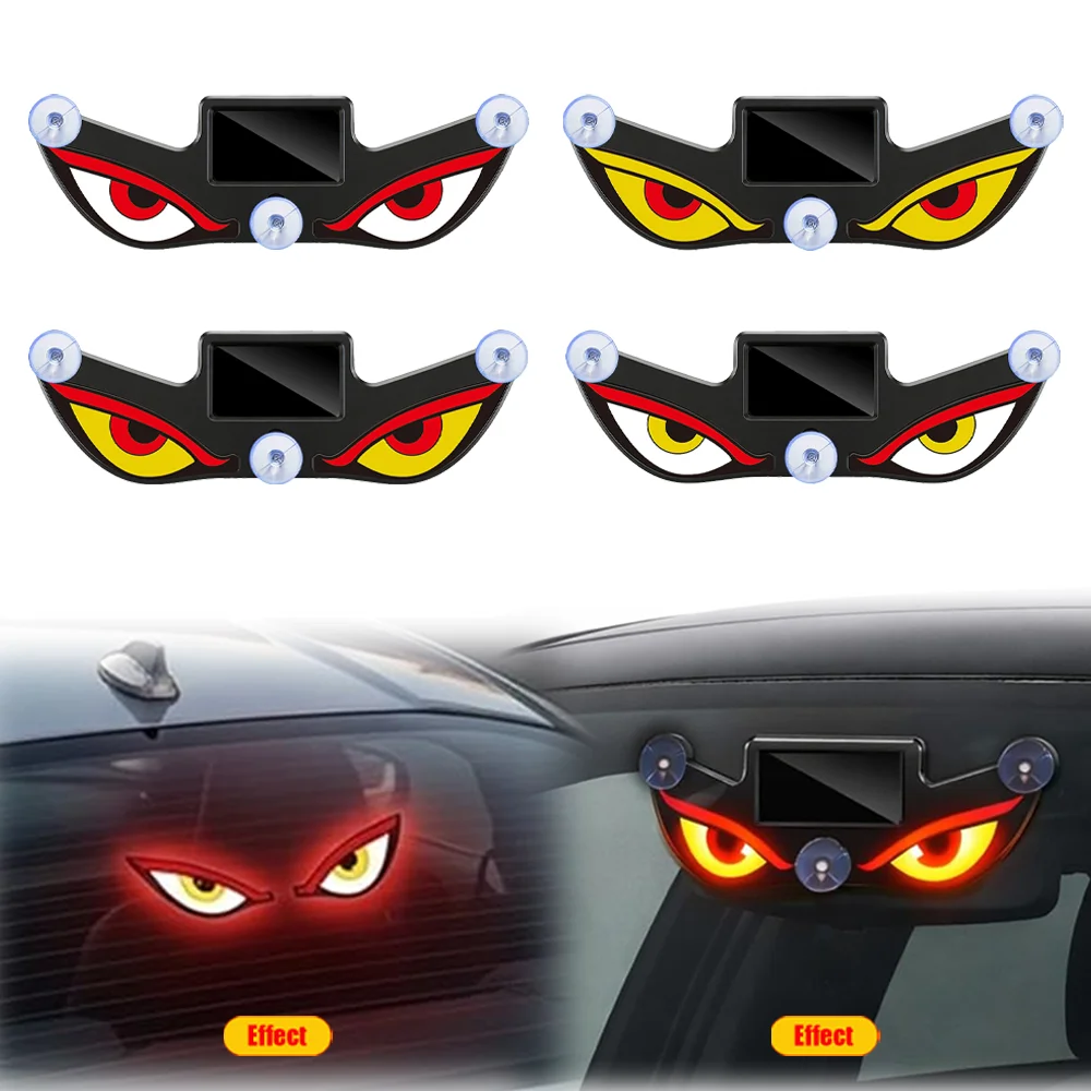 Солнечная светодиодная лампа «Глаз демона» для автомобиля, беспроводная неоновая атмосферная лампа, USB-перезаряжаемая, с присоской, дышащая подсветка для автомобиля