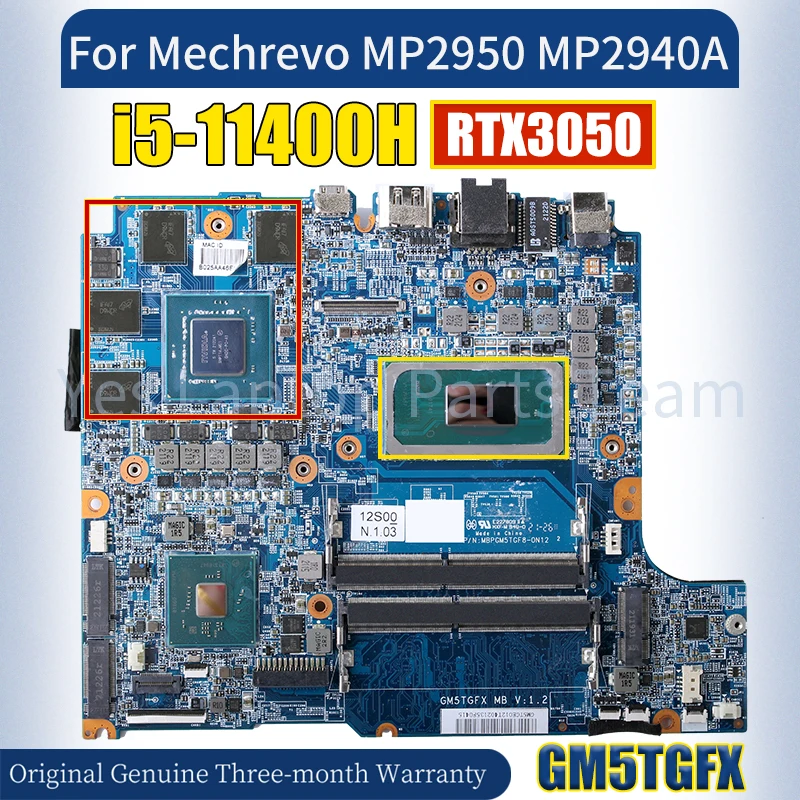 GM5TGFX For Mechrevo MP2950 MP2940A Laptop Mainboard SRKT1 i5-11400H RTX3050 GN20-P0-A1 Notebook Motherboard