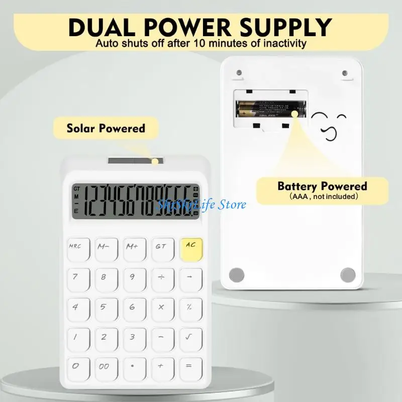 

E65E Solar Battery Double Power Calculator for Home School with Large Button