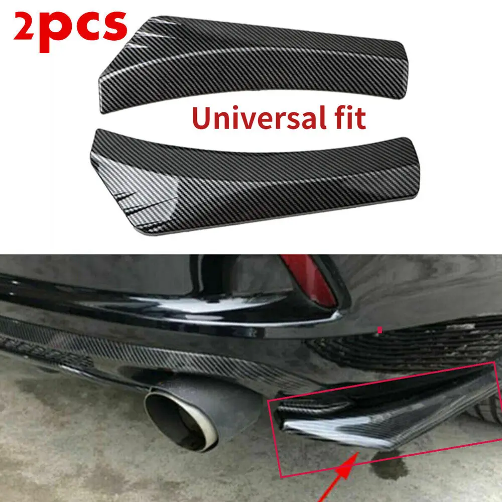 

Universal ABS Car Accessories Rear Bumper Spats Splitter Diffuser Spoiler Wing Black Carbon Fiber Look Exterior Spoilers Parts