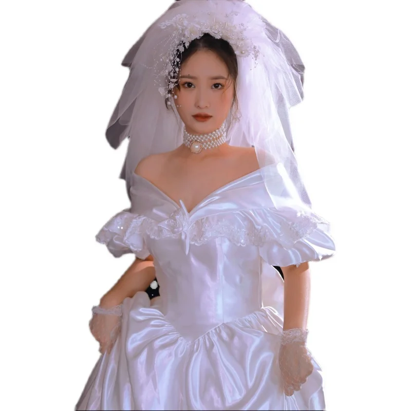 ชุดถ่ายภาพธีมเรโทรสำหรับสตูดิโอถ่ายภาพสตรี สไตล์ฮ่องกง สีขาว สำหรับงานแต่งงานแบบเรโทร