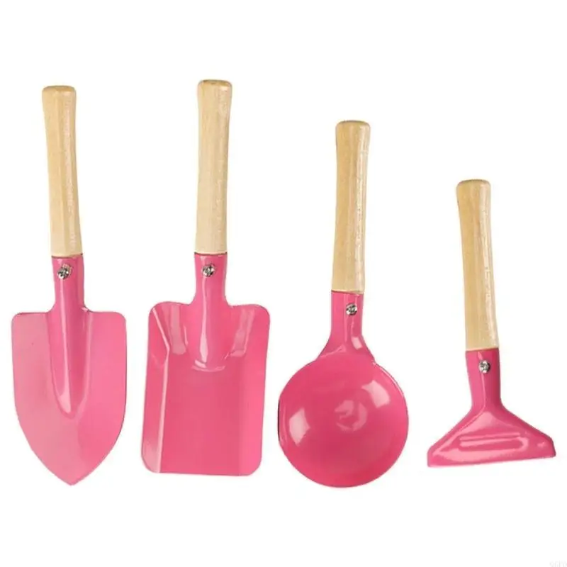 4pieces Kids Phel Set pour les aventures plage jardin Adventures ergonomiques Handle bois Playage pelle pour en
