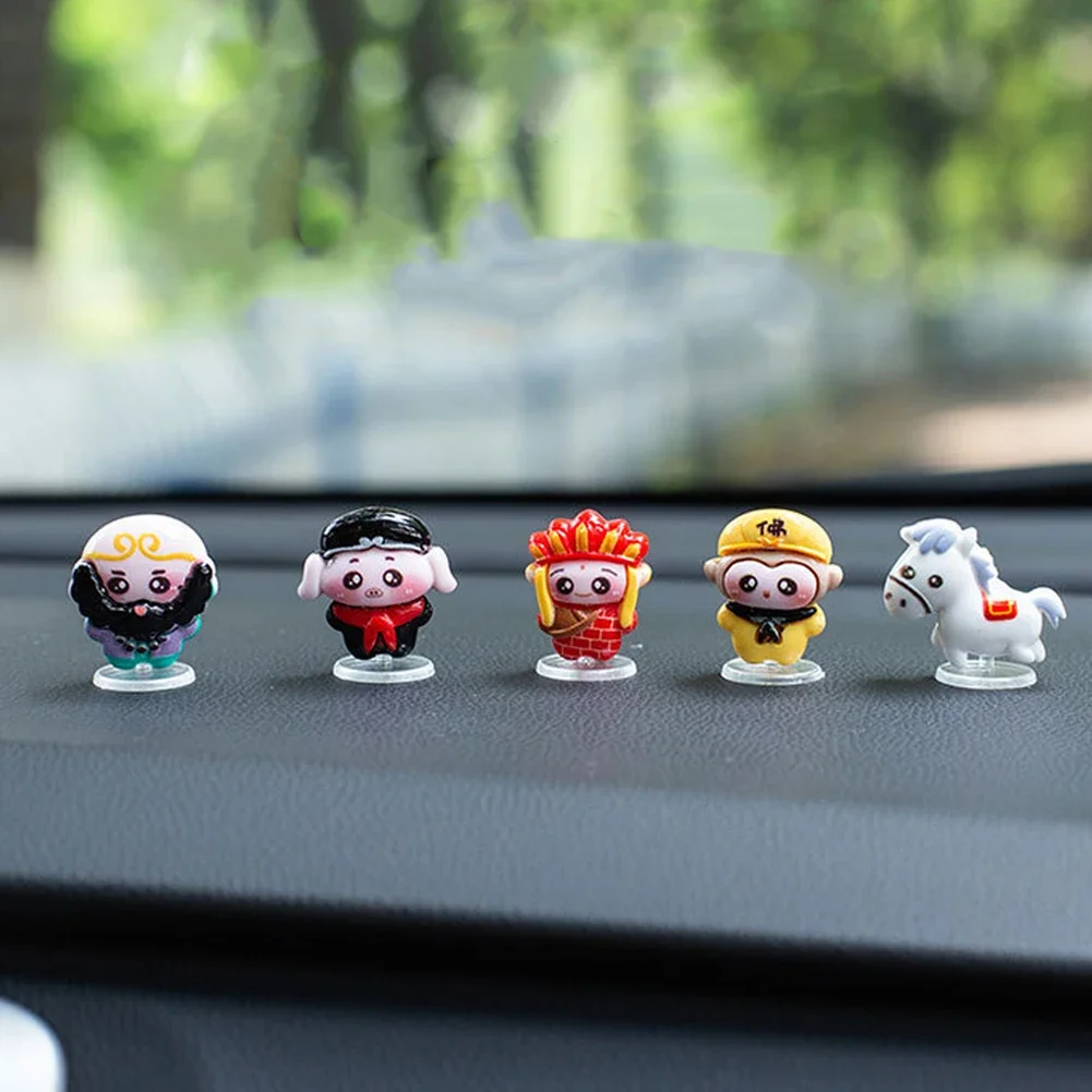 5Pcs Journey To The West Cartoon Doll Wukong Car Center Console Navigation Screen Decoration Small Creative Ornament Decors