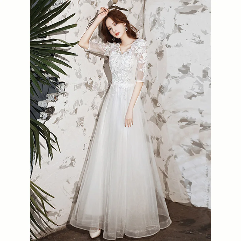 

Ele Long Evening Gown Women's Faionable Spring 2025 White Ball Dr High Quali Fabric mid Waist Chinese Production