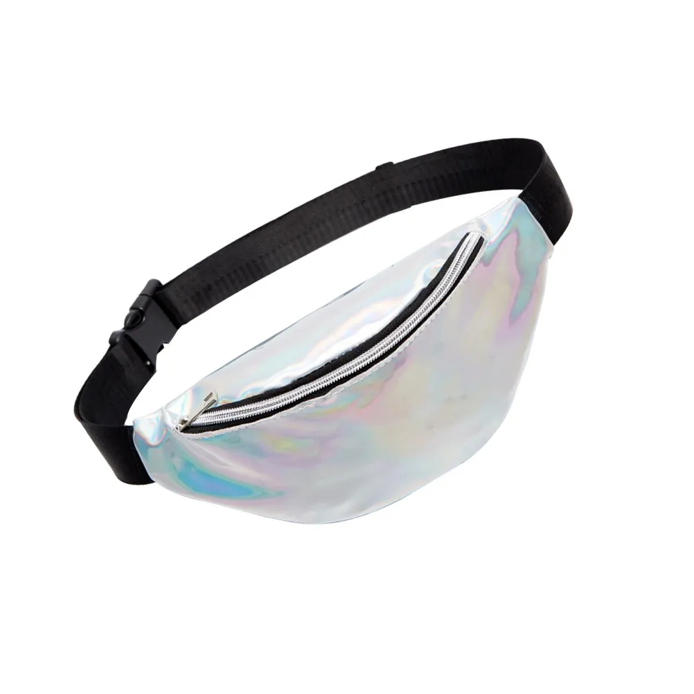 

Women Fanny Pack Holographic Shiny Waist Bag Waterproof PVC Adjustable Strap for Running Hiking Cycling Travel Festival Outdoor